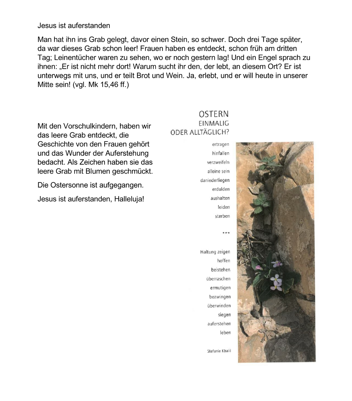 Jesus ist auferstanden Textfoto (c) Sabine Peters