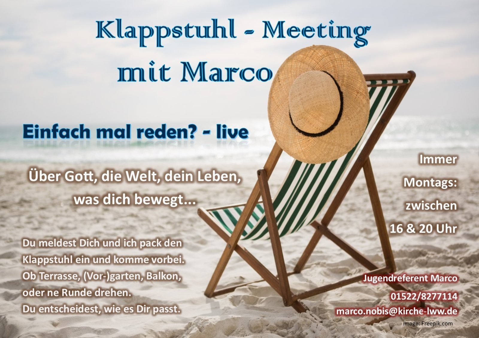 Klappstuhl Meeting (c) <a href=https://www.freepik.com/photos/travel>Travel photo created by awesomecontent - www.freepik.com</a> / bearbeitet von Marco Nobis